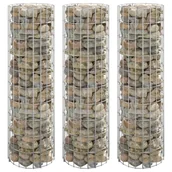 Donice - vidaXL Okrągłe donice gabionowe, podniesione, 3 szt., stal, Ø30x100 cm - miniaturka - grafika 1