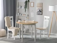 Stoły z krzesłami - Beliani Stół do jadalni drewniany jasny brąz/biały 60/92 x 92 cm przedłużka OM - miniaturka - grafika 1