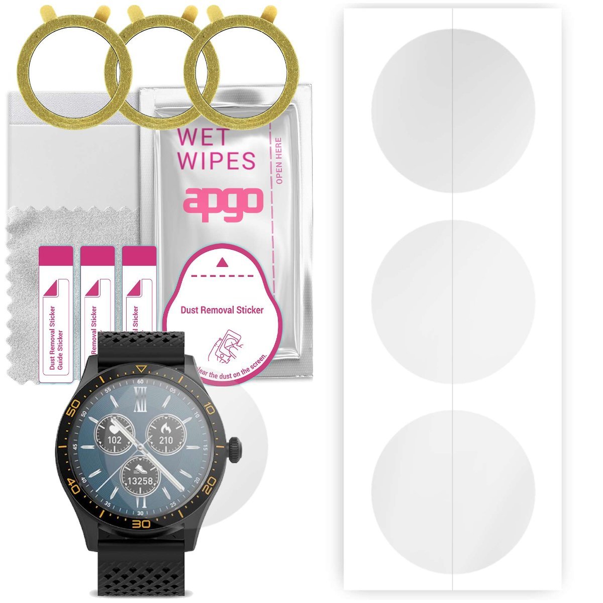 3x Folia hydrożelowa do Forever ICON 2 AW-110 - apgo Smartwatch Hydrogel Protection Ochrona na ekran smartwatcha