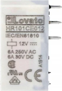 Lovato Przekaźnik interfejsowy elektromagnetyczny, sterowanie 12VDC, 1C/O, 6A, HR101CE012 HR101CE012 - Sterowniki i przekaźniki - miniaturka - grafika 1