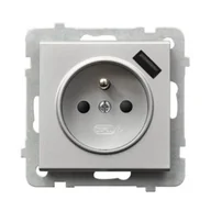 Gniazdka elektryczne - Ospel Sonata srebrny gniazdo z uziemieniem + USB GP-1RZPUSB/m/38 GP-1RZPUSB/m/38 - miniaturka - grafika 1