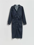 Sukienki - Reserved - Jeansowa sukienka midi - granatowy - miniaturka - grafika 1