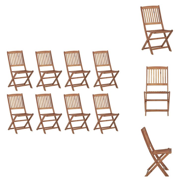 vidaXL Składane krzesła ogrodowe 8 szt. Lite drewno akacjowe - krzesła ogrodowe