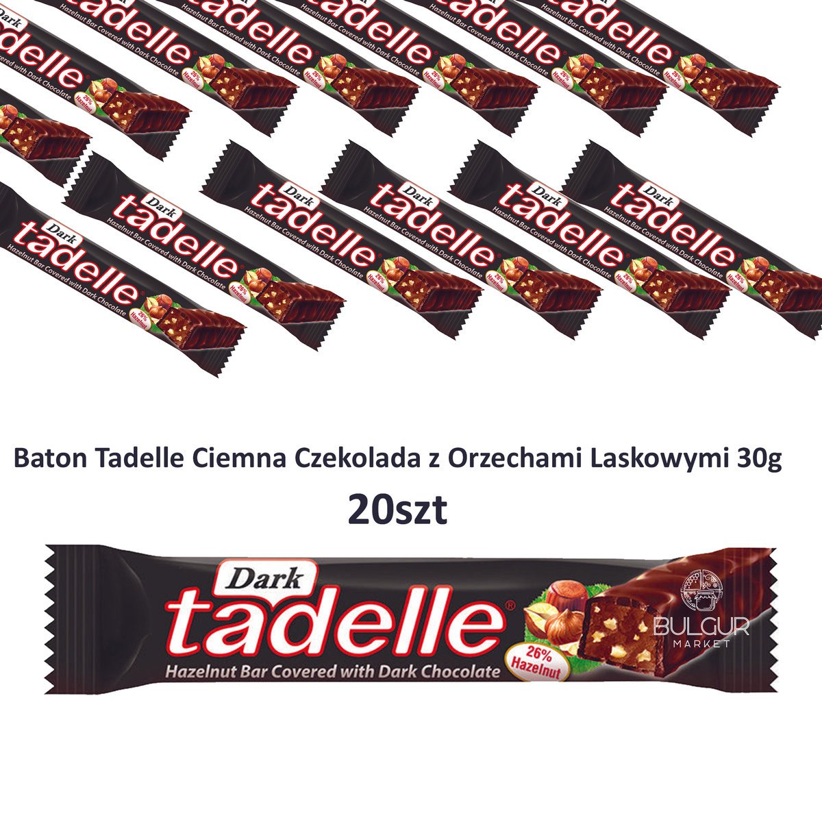 Tadelle Baton Ciemna Czekolada z Orzechami 30g – zestaw 20 szt.