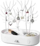 Biżuteria - akcesoria - Stojak na biżuterię drzewną, plastikowy stojak na biżuterię z szufladą (biały) - miniaturka - grafika 1