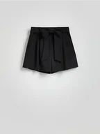 Spodenki damskie - Reserved - Garniturowe szorty z wełną - czarny - miniaturka - grafika 1