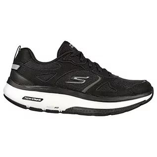 Trampki damskie - Skechers Damskie trampki 124929 BKW, czarna skóra/biała tkanina, 6,5 UK, Czarna skóra, biała tkanina, 39.5 EU - grafika 1