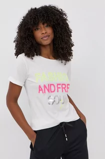 Koszulki i topy damskie - LIU JO t-shirt bawełniany kolor biały - grafika 1