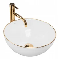 Umywalki - UMYWALKA CERAMICZNA NABLATOWA REA STELLA GOLD EDGE WHITE - miniaturka - grafika 1