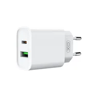 Ładowarki do telefonów - XO ładowarka sieciowa CE02A PD 20W QC 3.0 18W 1x USB 1x USB-C biała - miniaturka - grafika 1