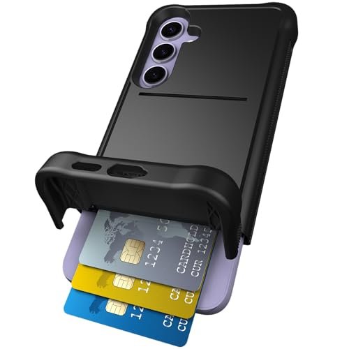 Scooch® Etui do Samsunga Galaxy S24+ Plus z uchwytem na karty, portfel Wingmate z ukrytym otworem na karty i ochroną RFID, pomieści do 4 kart, ochrona przed upadkiem 25 stóp, czarne