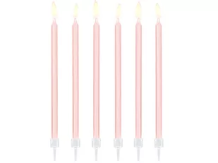 Party Deco Świeczki urodzinowe jasnróżowe - 14 cm - 12 szt. SCD-2-081J - Dekoracje i nakrycia stołu na imprezę - miniaturka - grafika 1
