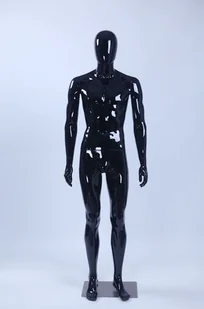 Manekin DM1-H piękny stojący mężczyzna abstrakcyjny czarny błyszczący lakierowany manekin - Manekiny wystawowe - miniaturka - grafika 1