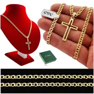 Biżuteria dla dzieci - SREBRNY ŁAŃCUSZEK PANCERKA + KRZYŻYK POZŁACANY 925 + GRAWER NA KOMUNIĘ 45CM - miniaturka - grafika 1