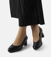Półbuty damskie - Czarne czółenka na słupku Ploufe-36 - miniaturka - grafika 1
