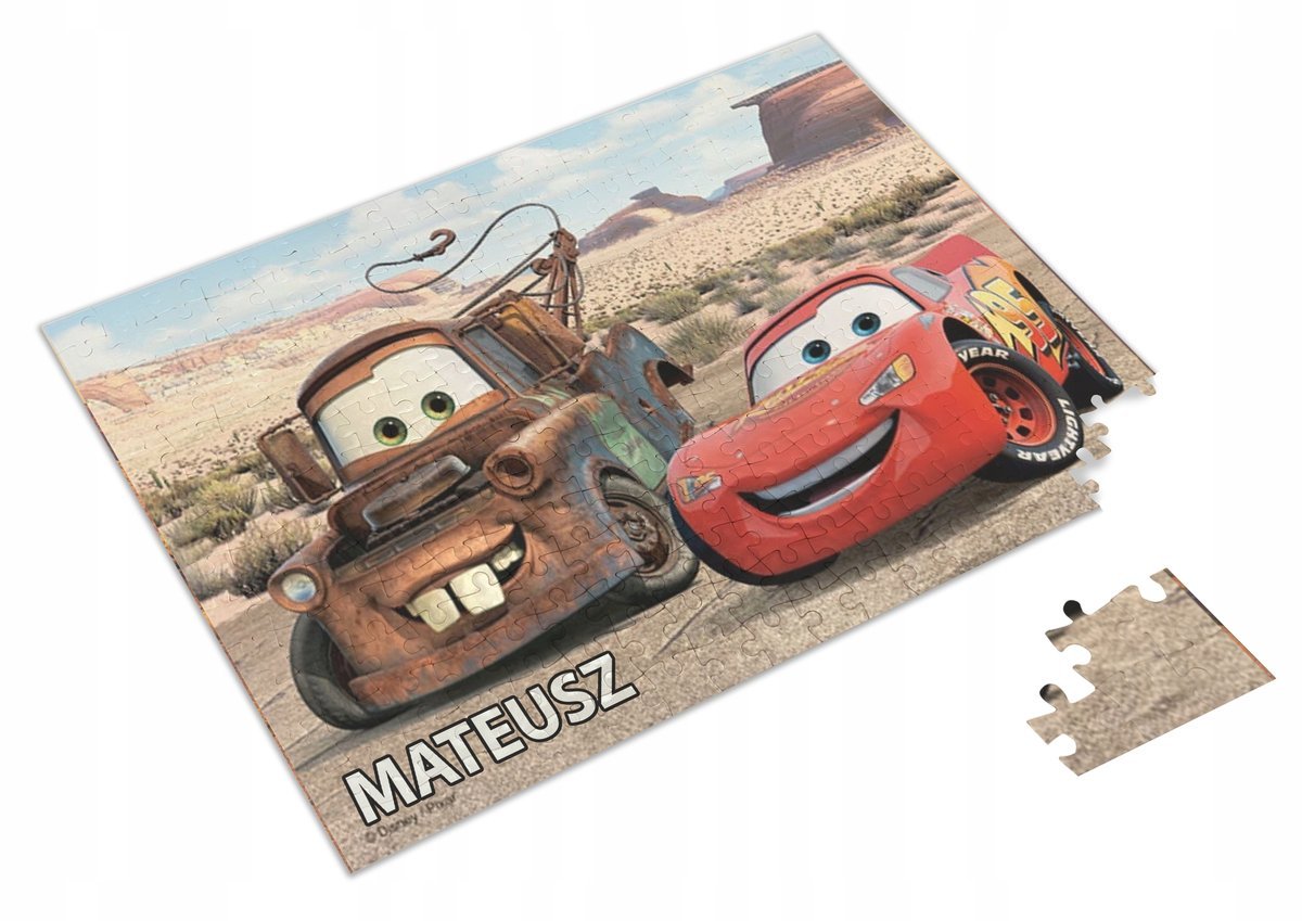 Puzzle ZYGZAK MCQUEEN ZŁOMEK AUTA A3 252 el z Nadrukiem + IMIĘ Pudełko 4