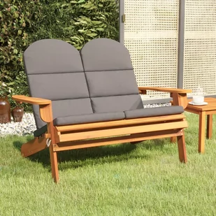 vidaXL Ławka ogrodowa Adirondack z poduszkami, 126 cm, drewno akacjowe - Ławki ogrodowe - miniaturka - grafika 1