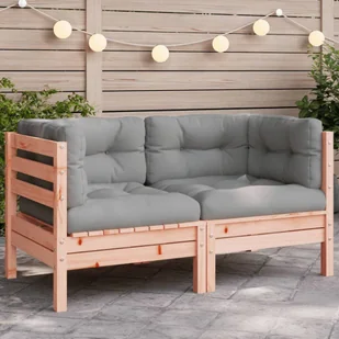vidaXL Sofa Grey Solid Douglas wood, Oxford fabric, PP cotton - Sofy ogrodowe - miniaturka - grafika 1