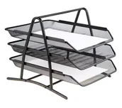 Półki na dokumenty - NET Półka dokumenty siatka czarna 3szuflady Net W2001 - miniaturka - grafika 1