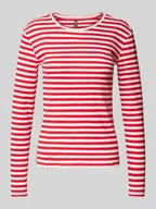 Bluzki damskie - Bluzka z długim rękawem o kroju slim fit z mieszanki bawełny ekologicznej model ‘RUKA’ - miniaturka - grafika 1