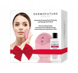 Dermofuture soniczna szczoteczka z automatycznym spienianiem różowa + żel micelarny 150ml - Żele do mycia twarzy - miniaturka - grafika 1