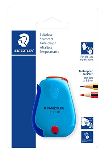 STAEDTLER Pojemnik na długopisy, przełącznik, grafitowy/kolorowy, do ołówków i kredek do 8,2 mm, dla osób lewo- i praworęcznych, dwustronne końcówki, jedna temperówka w różnych kolorach, 511 130-BK