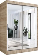 Szafy - MKPOL Szafa przesuwna MODUO COMFORT 150 dąb sonoma/biała mat z dwoma lustrami - miniaturka - grafika 1