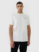 Koszulki męskie - 4F T-shirt oversize z nadrukiem męski - beżowy M - miniaturka - grafika 1