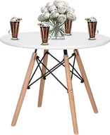 Ławy i stoliki kawowe - Springos Stolik kawowy okrągły śr. 60 cm do salonu, jadalni styl skandynawski biało-brązowy UNIWERSALNY - miniaturka - grafika 1