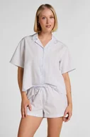 Bielizna nocna - Hunkemöller Koszula Piżamowa w Paski z Bawełny z Krótkimi Rękawami Fioletowy - miniaturka - grafika 1