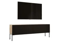Szafki RTV - Szafka pod telewizor w kolorze dąb Wotan / czarny matowy z chromowanymi nogami, A: szer: 140 cm cm, wys: 52 cm, gł: 32 cm. Meble pod telewizor, stolik pod telewizor, ława pod telewizor - miniaturka - grafika 1
