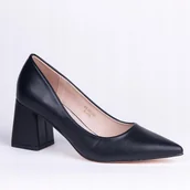 Czółenka - Czółenka damskie GOODIN GD-DO-223 skóra klasyczne aplikacja czarne 36 - miniaturka - grafika 1