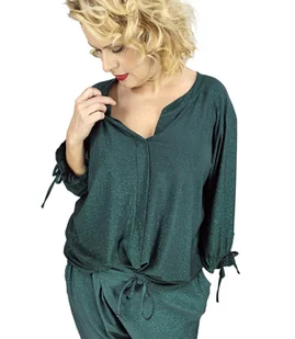 Elegancka koszula Tunika oversize Brokatowa Luźna Stylowa PENELOPA-42/44 - Bluzki damskie - miniaturka - grafika 1