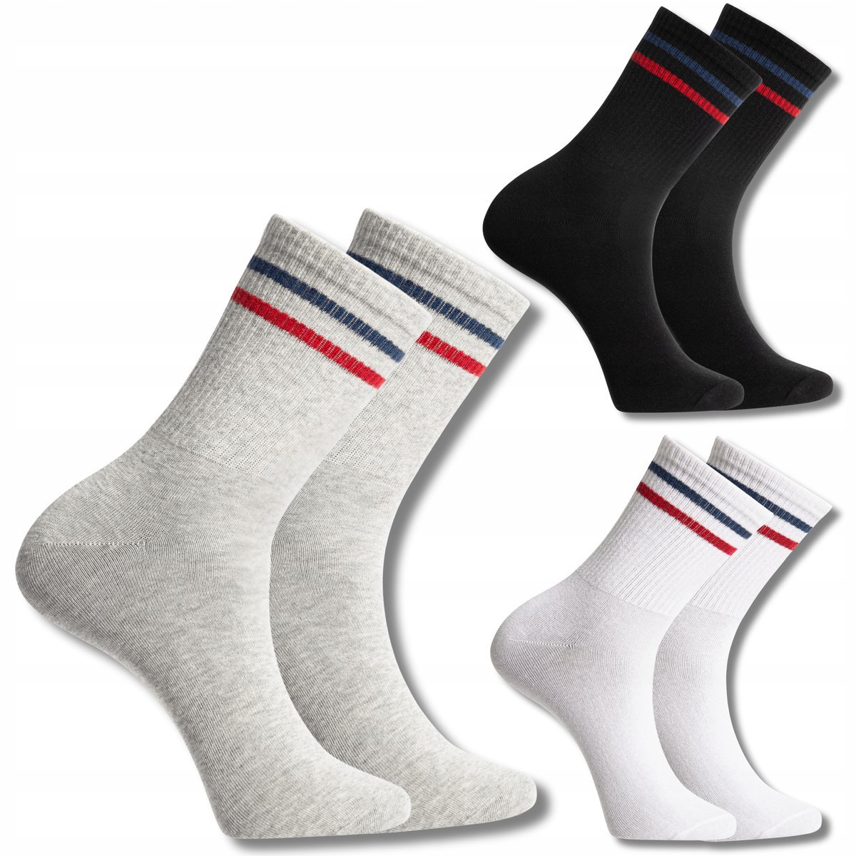 MOCNE DŁUGIE SPORTOWE SKARPETKI MĘSKIE SKARPETY ZA KOSTKĘ 3-PAK MORAJ 43-45