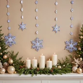 Oświetlenie świąteczne - Kurtyna świetlna śnieżynki 78 LED zimny biały - miniaturka - grafika 1