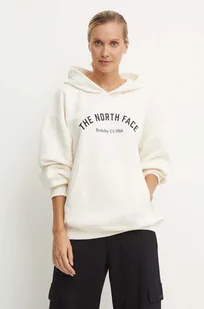 The North Face bluza Hoodie Varsity Graphic damska kolor beżowy z kapturem z nadrukiem NF0A89CSQLI1 - Bluzy damskie - miniaturka - grafika 1
