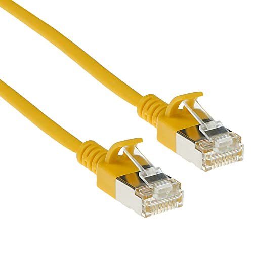 ACT Kabel sieciowy CAT6a, U/FTP LSZH LAN, cienki 3,8 mm Slimline, elastyczny kabel Snagless CAT 6a z wtyczką RJ45, do stosowania w centrach danych, 0,25 m, żółty – DC7852