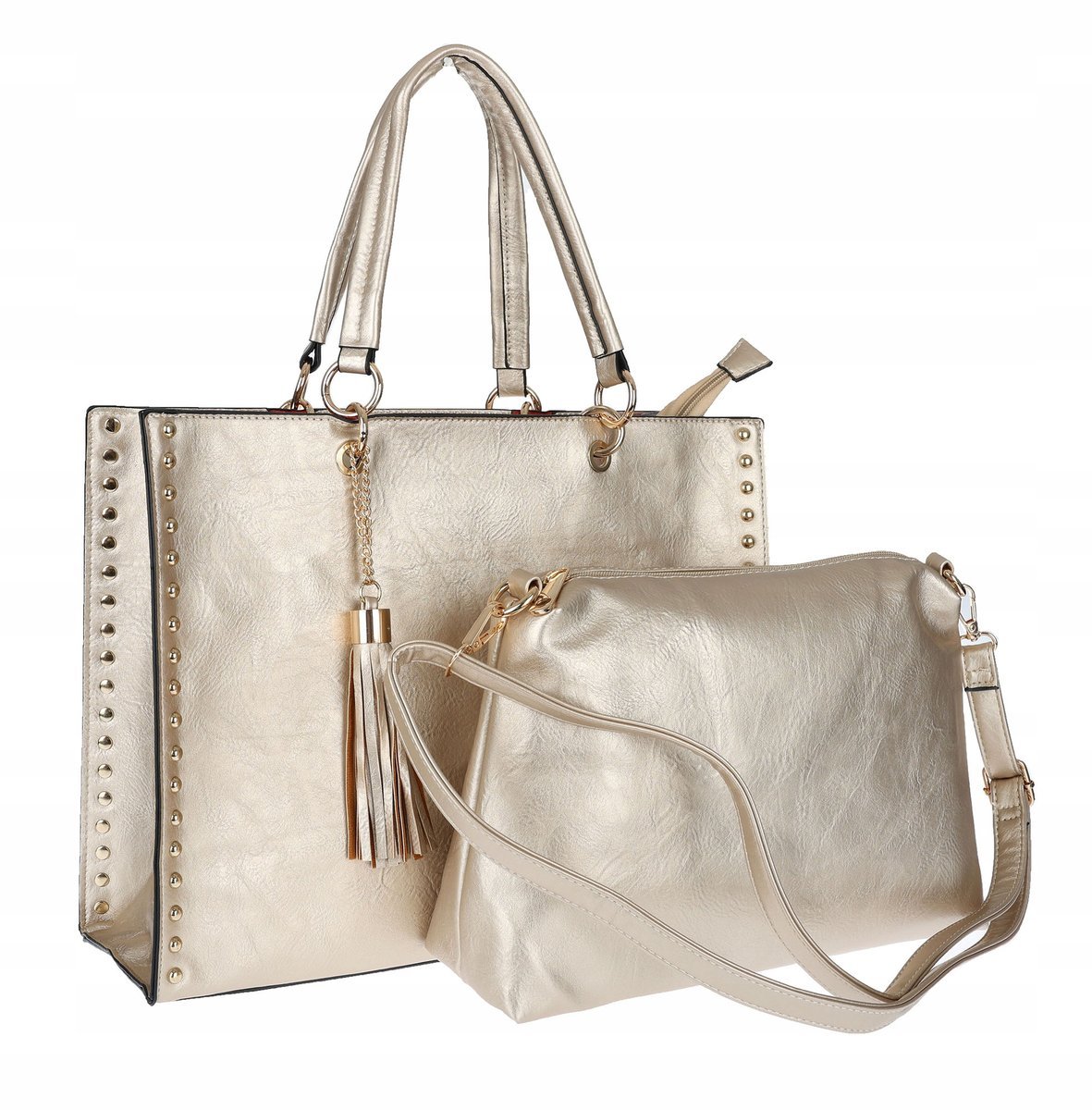 Torebka damska teczka A4 pojemna listonoszka 2w1 duża HJ81121 złota