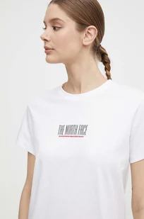 The North Face t-shirt bawełniany damski kolor biały NF0A87E9FN41 - Koszulki sportowe damskie - miniaturka - grafika 1