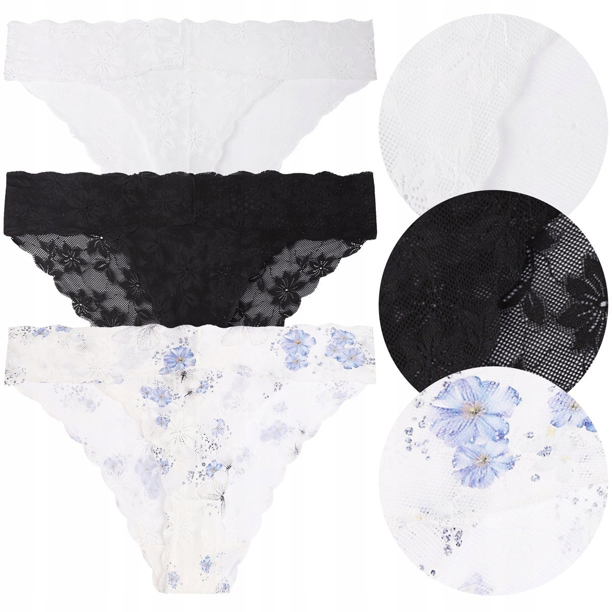 MAJTKI DAMSKIE FIGI Bikini Kwiatki Kobiece MORAJ 3-Pak r. M