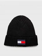 Czapki damskie - Tommy Hilfiger czapka zimowa beanie czarny rozmiar S/M - miniaturka - grafika 1