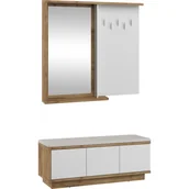 Meble do przedpokoju - Zestaw Mebli do Przedpokoju 9 Hybrid MebloCross Dąb Artisan / Biały Połysk, Eco Czarny - miniaturka - grafika 1