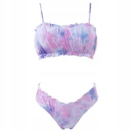 Stroje kąpielowe - DWUCZĘŚCIOWY STRÓJ KĄPIELOWY BIKINI OPASKA BANDEAU FIGI KOSTIUM PLAŻA BASEN M - miniaturka - grafika 1