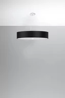 Lampy sufitowe - Sollux Lighting Abażurowa LAMPA wisząca okrągła OPRAWA zwis materiałowy czarny SL802 - miniaturka - grafika 1