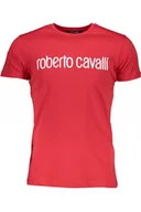 Koszulki i topy damskie - ROBERTO CAVALLI MĘSKI T-SHIRT Z KRÓTKIM RĘKAWEM CZERWONY - miniaturka - grafika 1