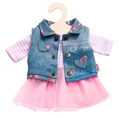 Sukienki i spódniczki dla dziewczynek - Heless Heless 1550 - zestaw odzieży dla lalek, 2-częściowy, sukienka tiulowa z kamizelką dżinsową, rozmiar 28 - 35 cm 1550Heless - miniaturka - grafika 1