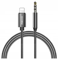 Adaptery i przejściówki - KABEL PRZEJŚCIÓWKA ADAPTER LIGHTNING AUX MINI JACK 3,5MM DO iPhone 1M RECCI - miniaturka - grafika 1