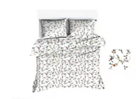 Pościel - Pościel 160x200 1682E biała kwiatuszki żółte czerwone 1126N - miniaturka - grafika 1