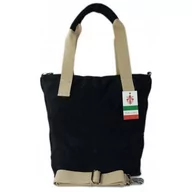 Torebki damskie - Miękki zamszowy worek -Włoski shopper Vera Pelle , Czarna W234N - miniaturka - grafika 1