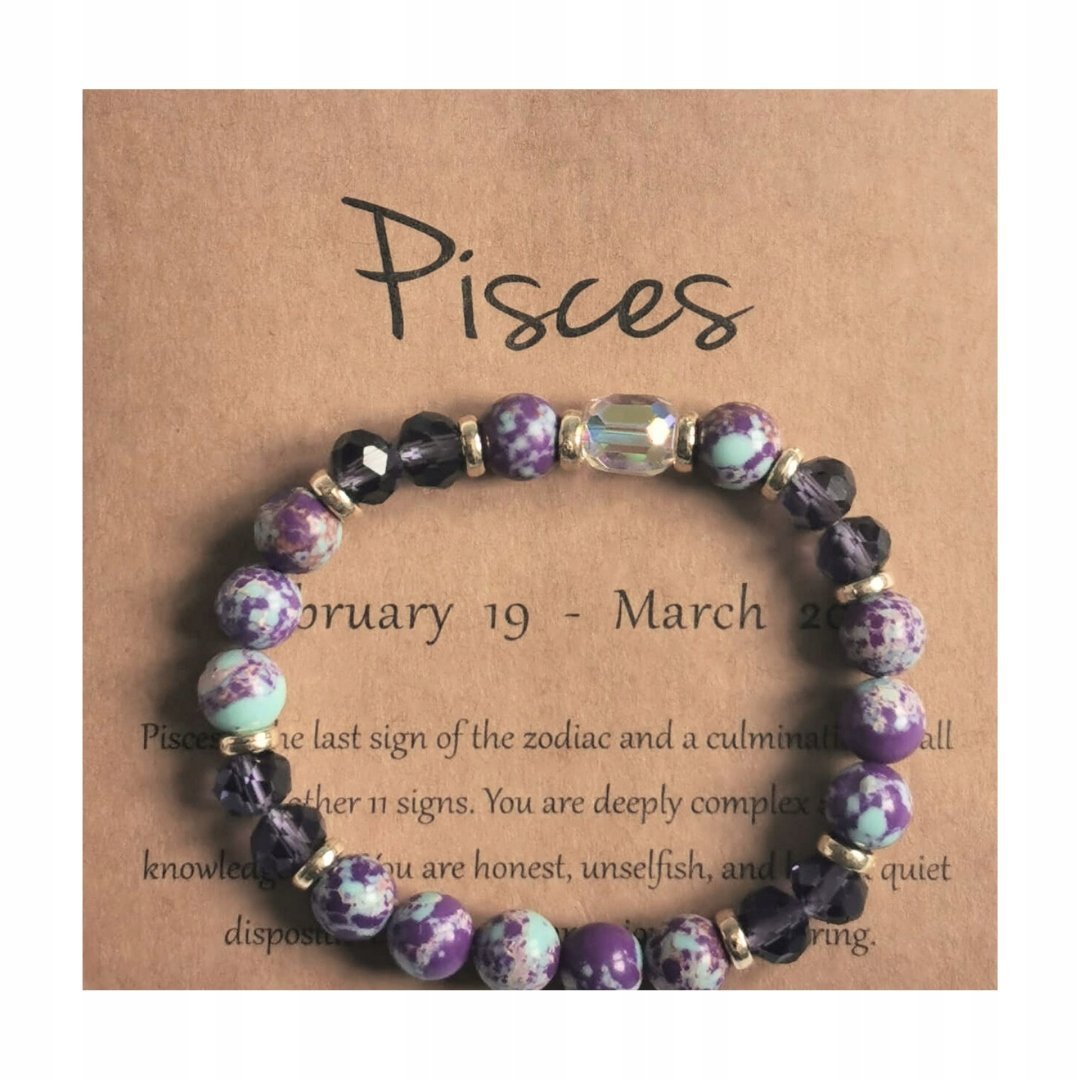 Bransoletka Zodiakalna Ryby Elastyczna Kamienie Kryształ Energia